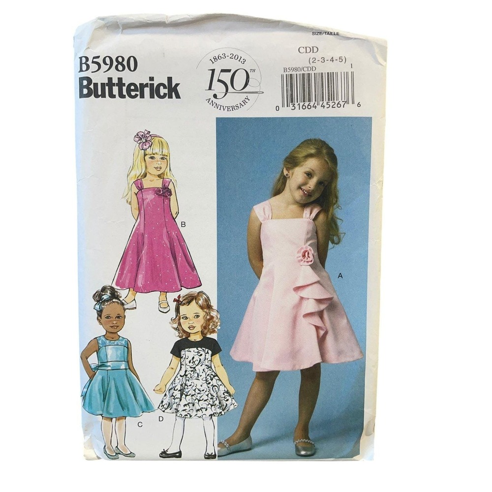 Butterick B5980 Girls' Dress Sewing Pattern Sizes 2-5 150th Anniversary